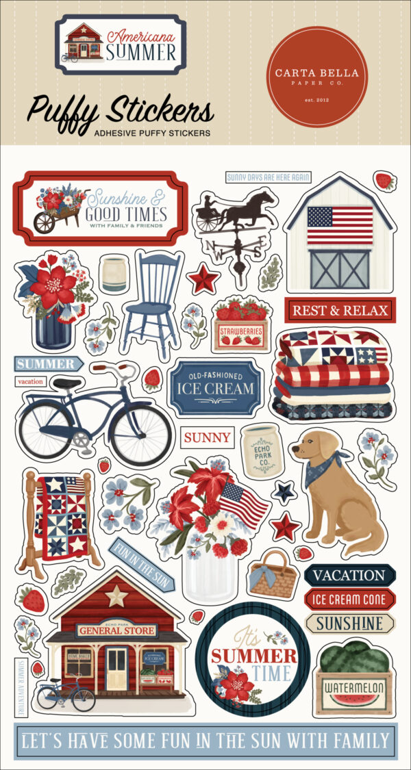 Carta Bella Americana Summer Puffy Stickers