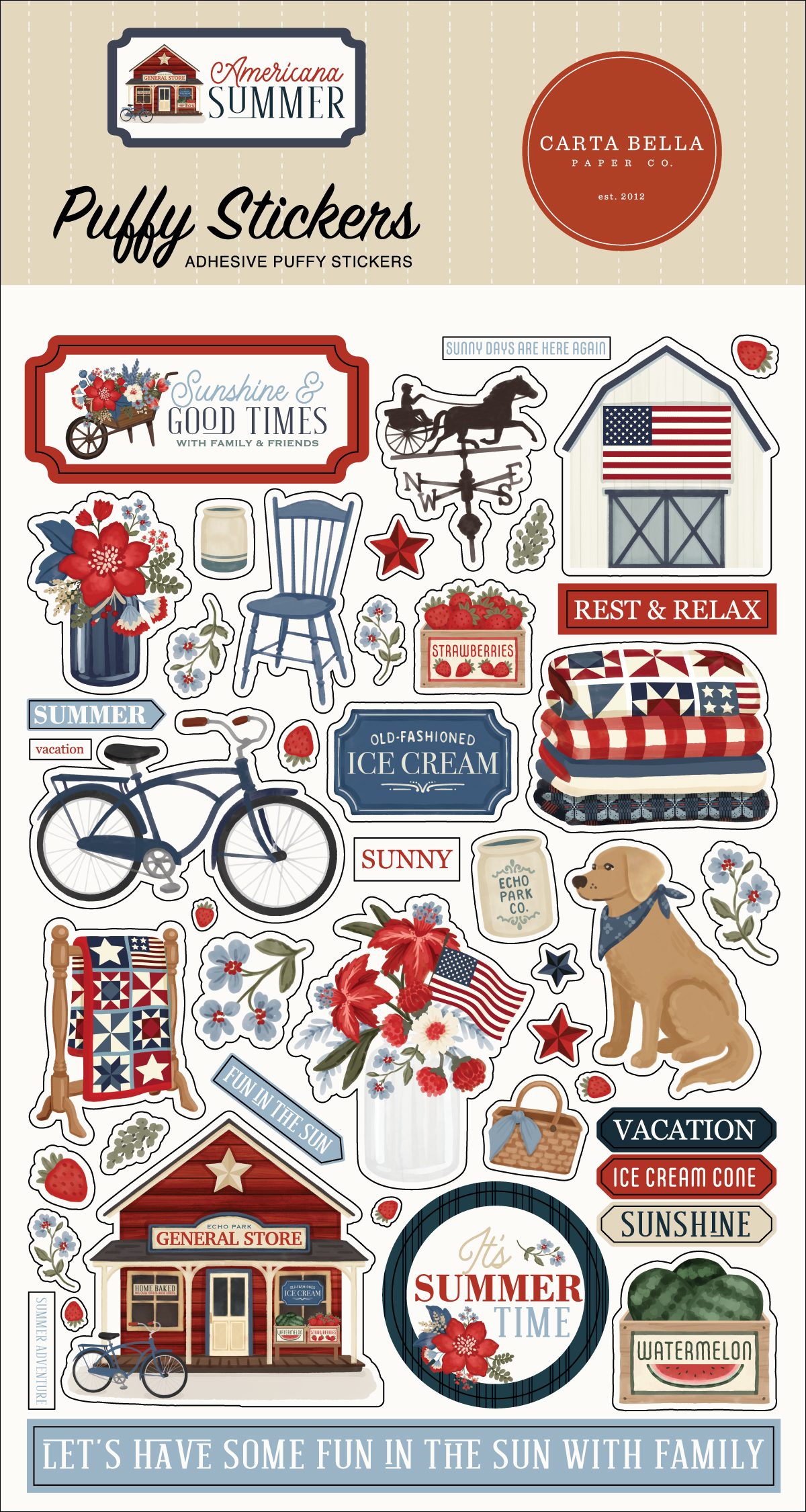 Carta Bella Americana Summer Puffy Stickers