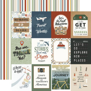 Echo Park It's Time Travel 12X12 3X4 Journaling Cards