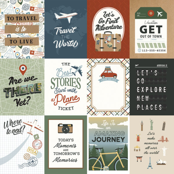 Echo Park It's Time Travel 12X12 3X4 Journaling Cards