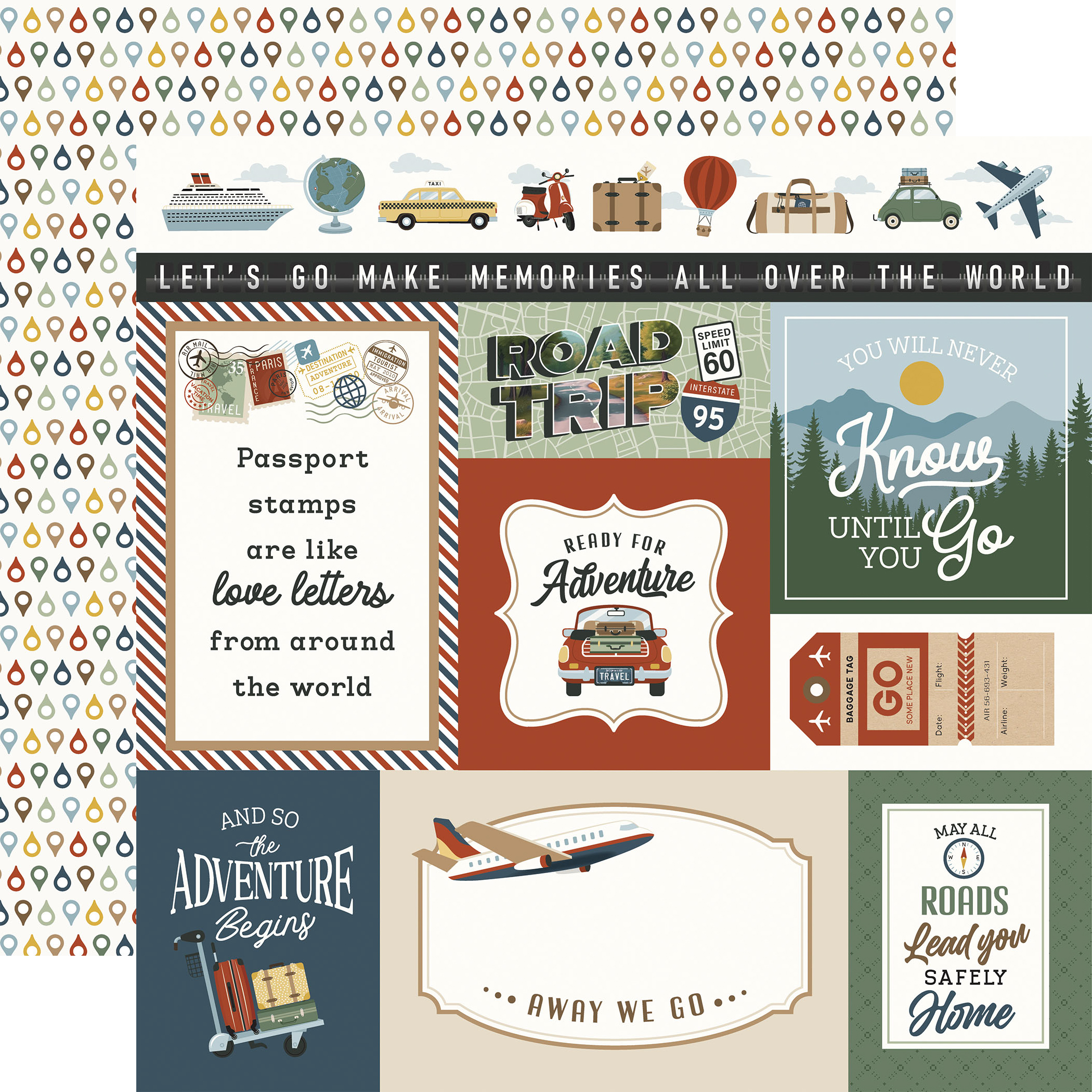 Echo Park It's Time Travel 12X12 Multi Journaling Cards