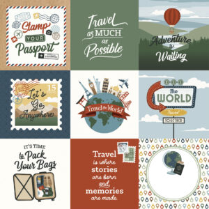 Echo Park It's Time Travel 12X12 4X4 Journaling Cards