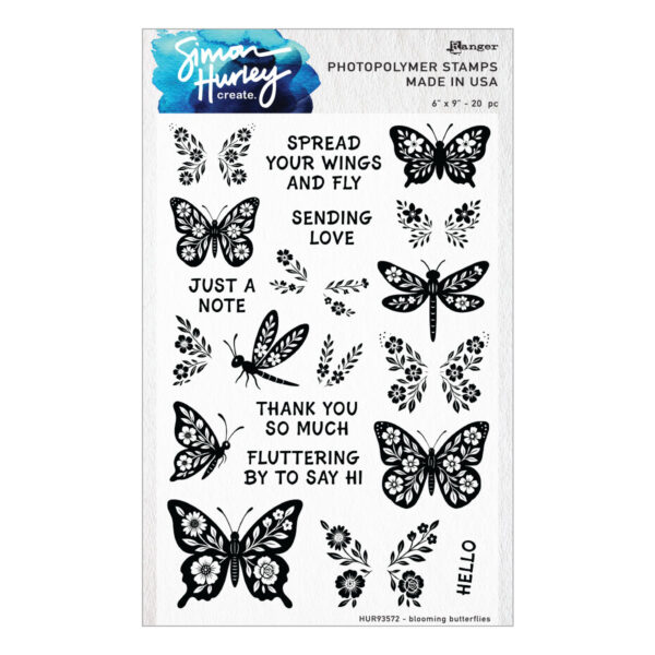 Spellbinders Ranger Blooming Butterflies Clear Stamp Set By Simon Hurley Create.