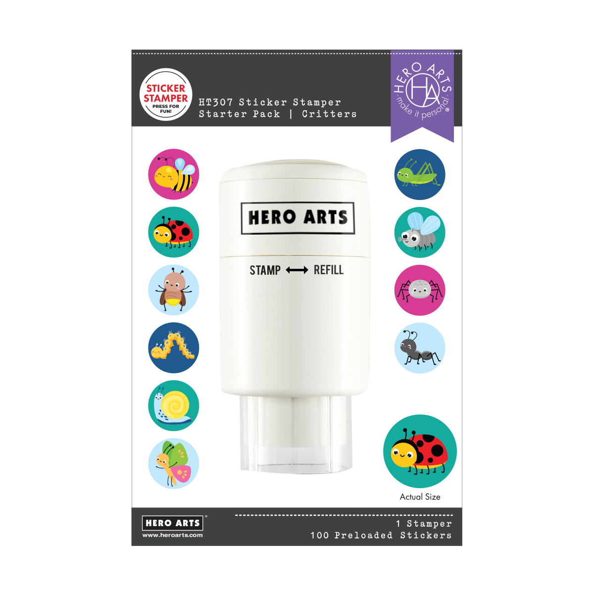 Hero Arts Critters Sticker Stamper Starter Pack