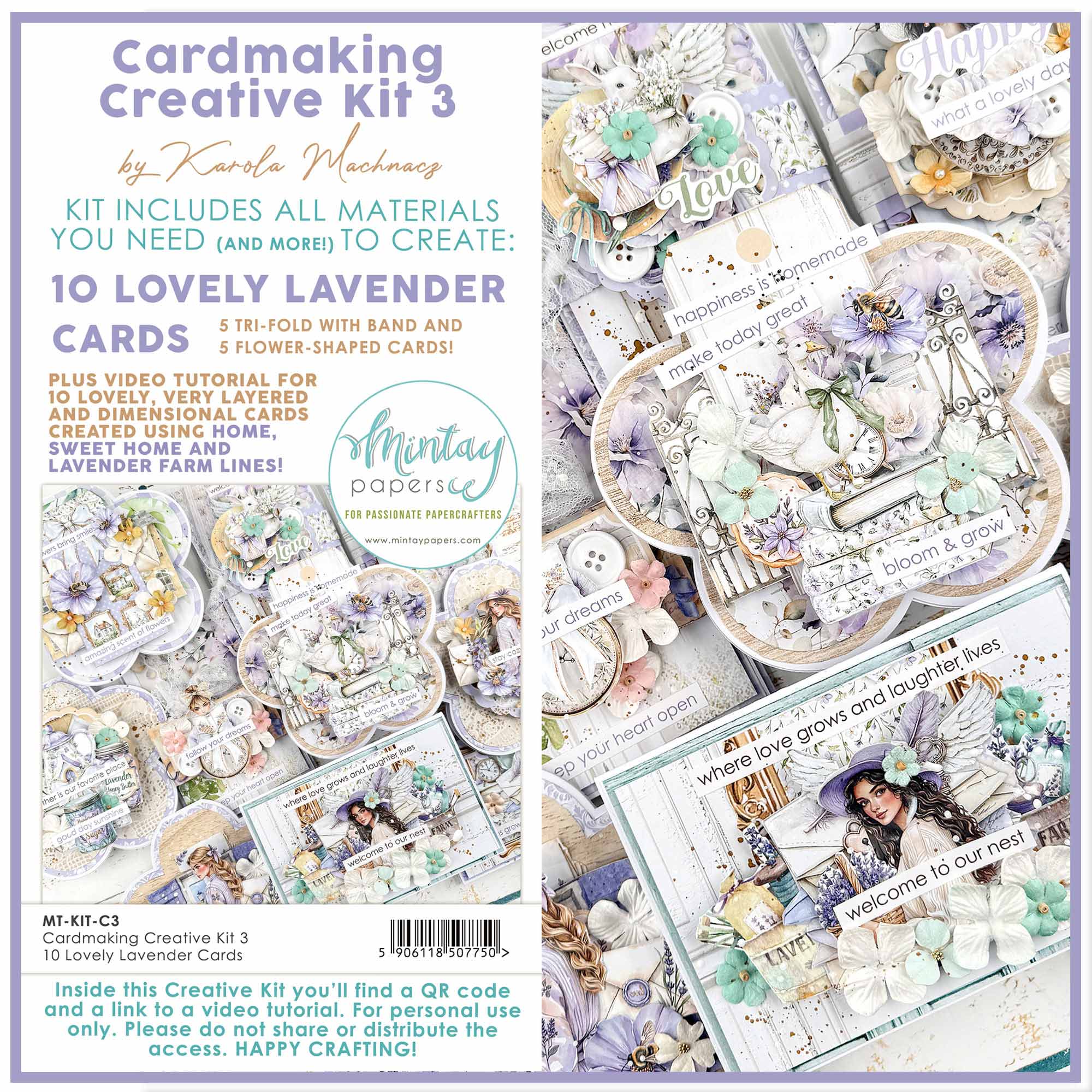 Mintay Cardmaking Creative Kit 3 Lovely Lavender Cards