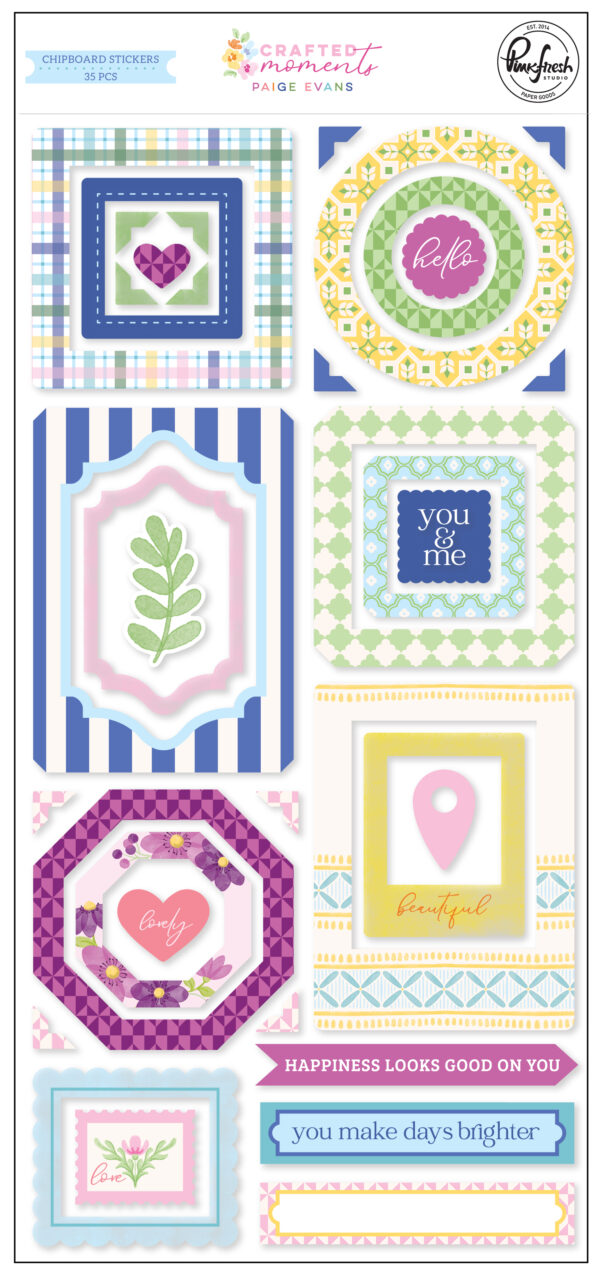 Pinkfresh Crafted Moments Chipboard Stickers