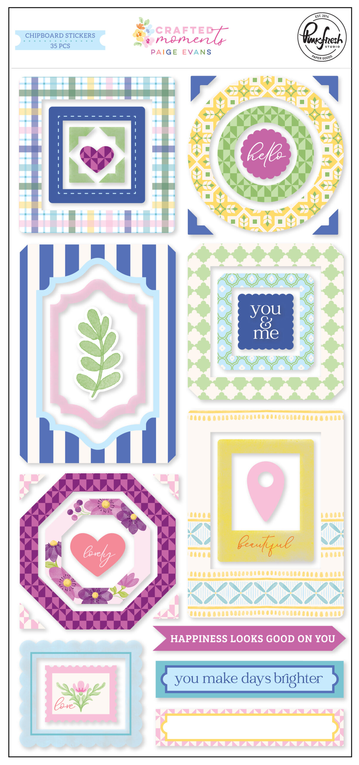 Pinkfresh Crafted Moments Chipboard Stickers
