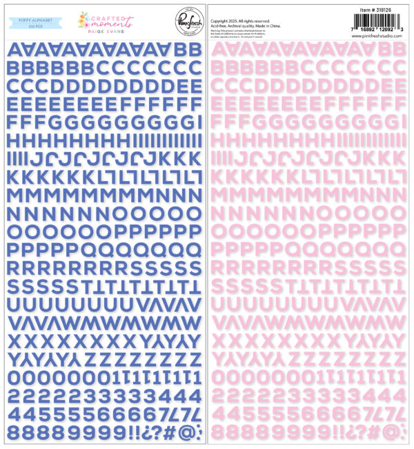 Pinkfresh Crafted Moments Mini Puffy Alpha Stickers Pinkfresh Crafted Moments Mini Puffy Alpha Stickers