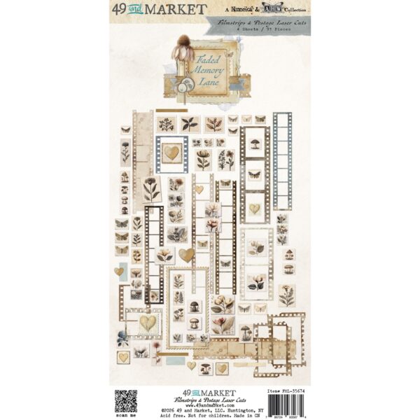 49 & Market Faded Memory Lane Filmstrip & Postage Laser Cuts