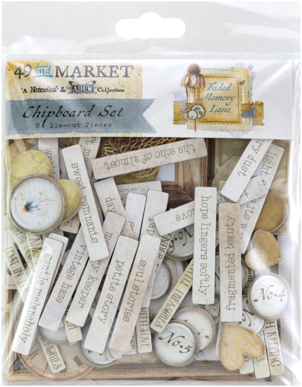 49 & Market Faded Memory Lane Chipboard Assortment