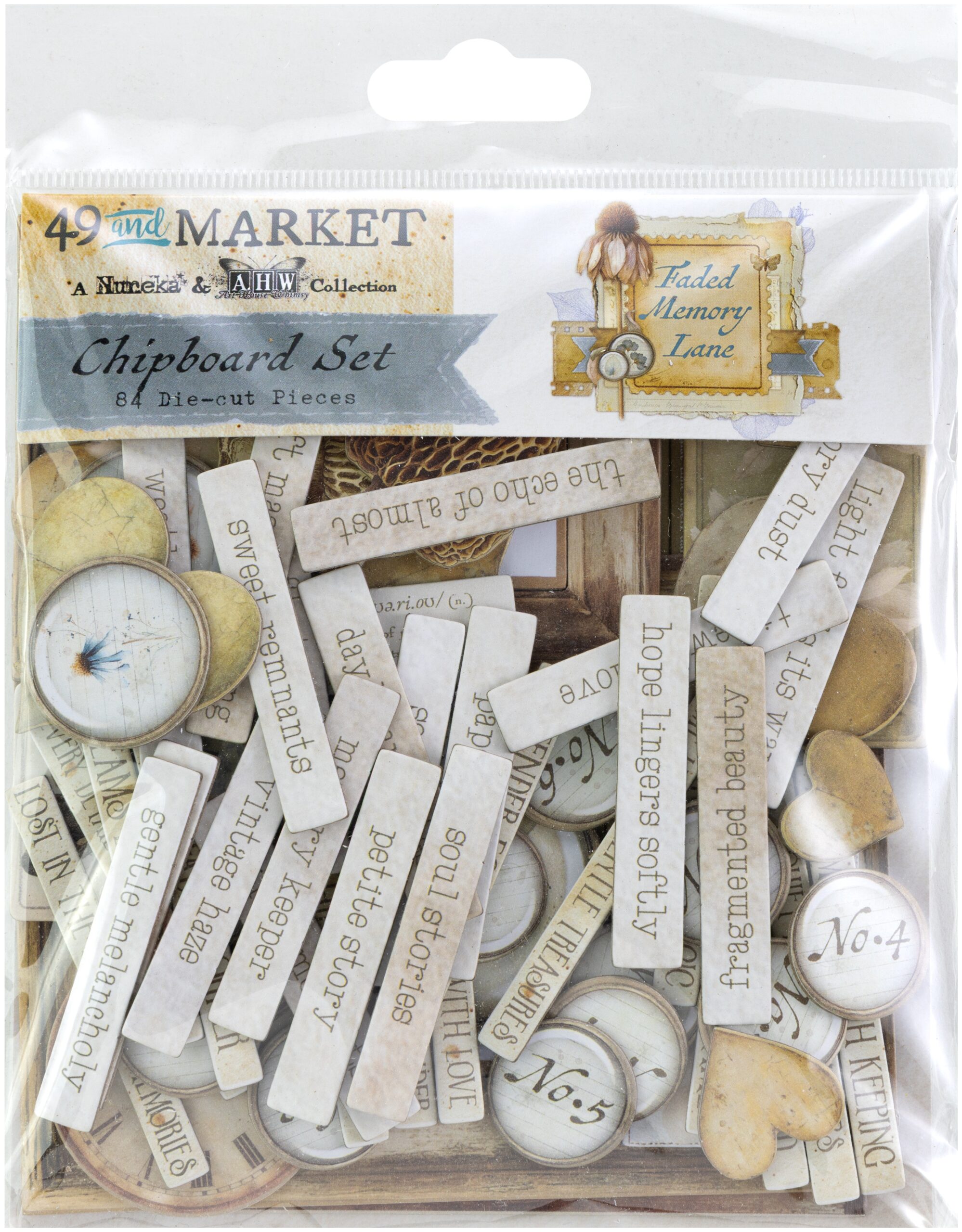 49 & Market Faded Memory Lane Chipboard Assortment