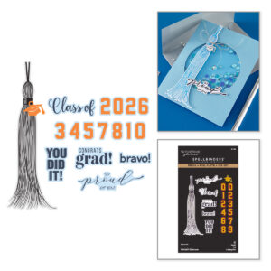 Spellbinders Classic Mouse Graduation Sentiments Press + Foil Plate & Die Set