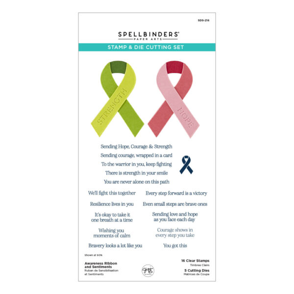 Spellbinders Awareness Ribbon and Sentiments Stamp & Die Set By Sheri Ballantyne