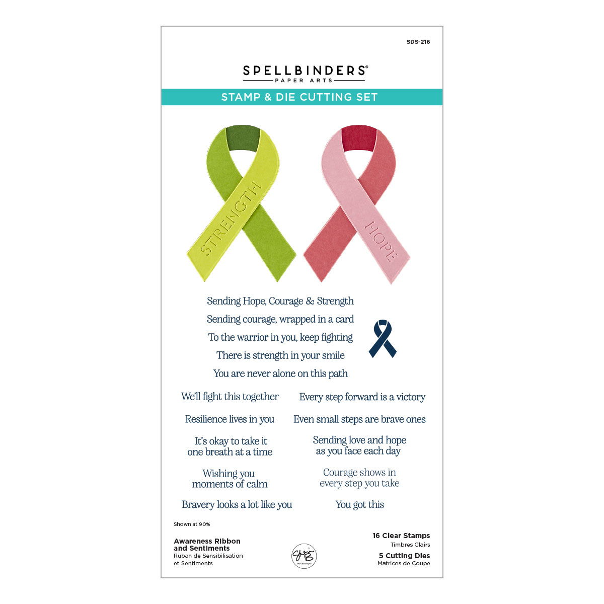 Spellbinders Awareness Ribbon and Sentiments Stamp & Die Set By Sheri Ballantyne