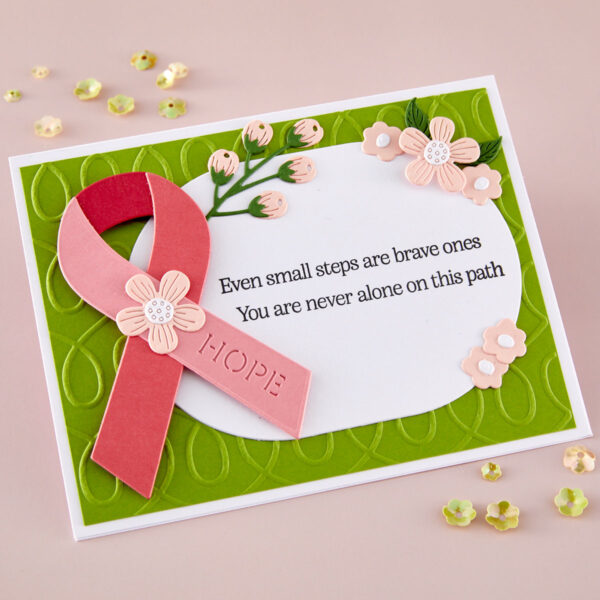 Spellbinders Awareness Ribbon and Sentiments Stamp & Die Set By Sheri Ballantyne