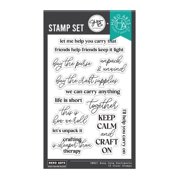 Spellbinders Hero Arts Keep Calm Sentiments Clear Stamp Set By Sheri Ballantyne