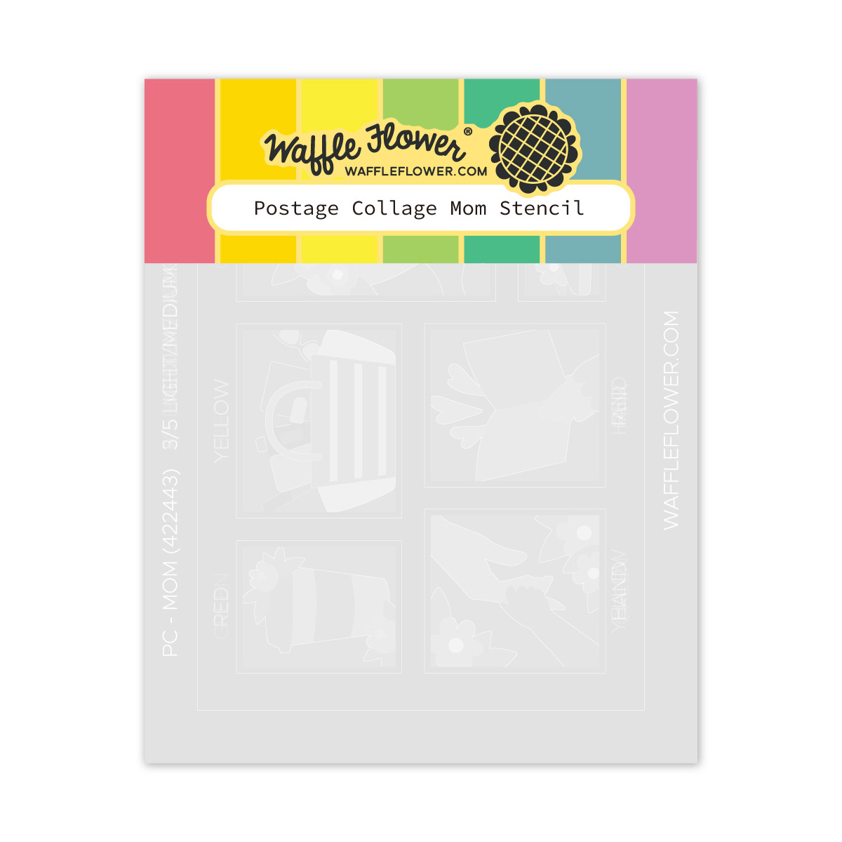 Waffle Flower Stencil Postage Collage Mom
