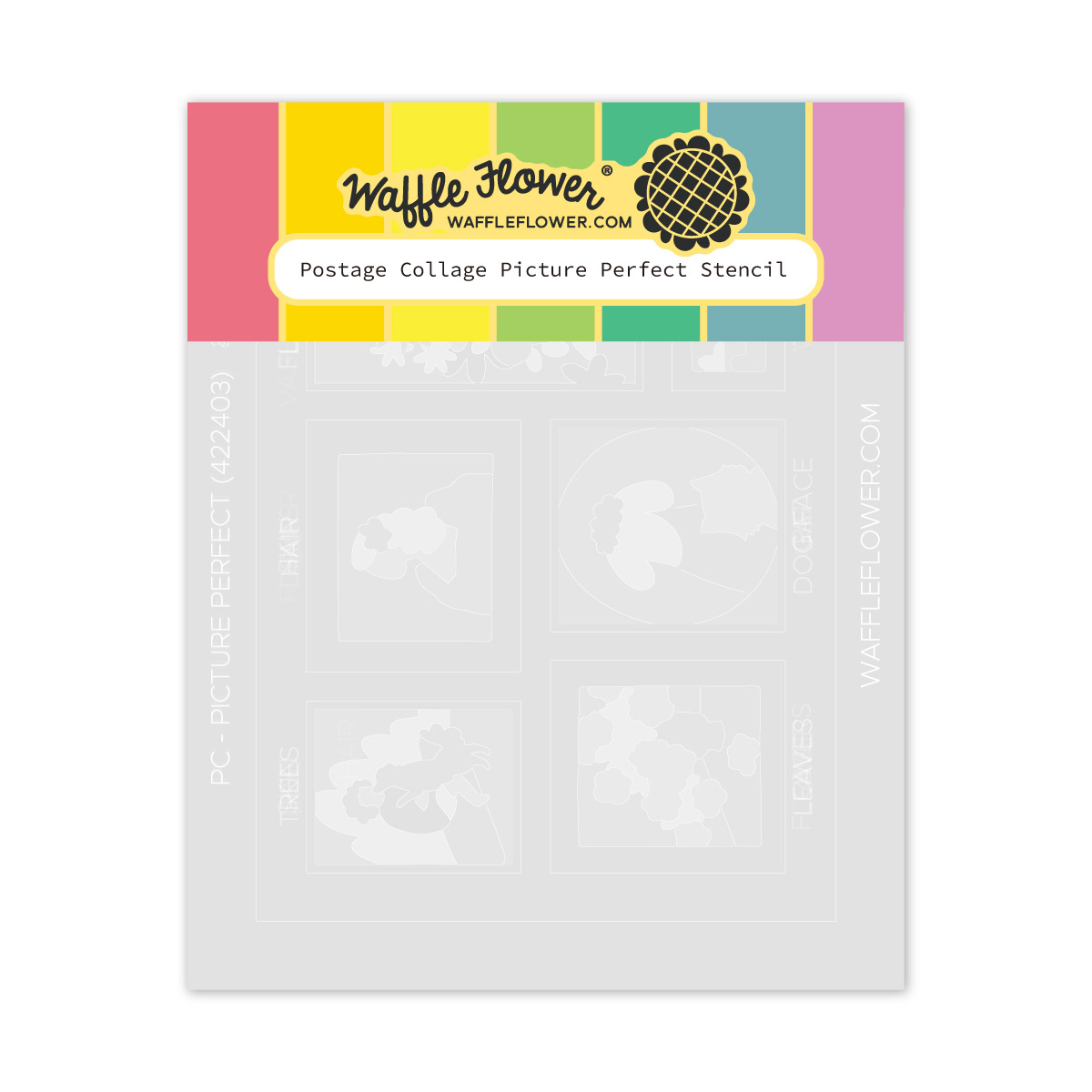 Waffle Flower Stencil Postage Collage Picture Perfect