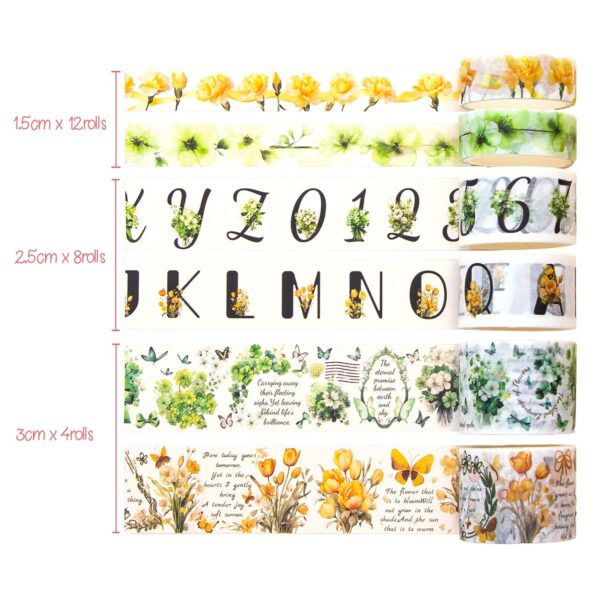 Ieebee Washi Tape Set Floral Whispers - Alphabet Garden