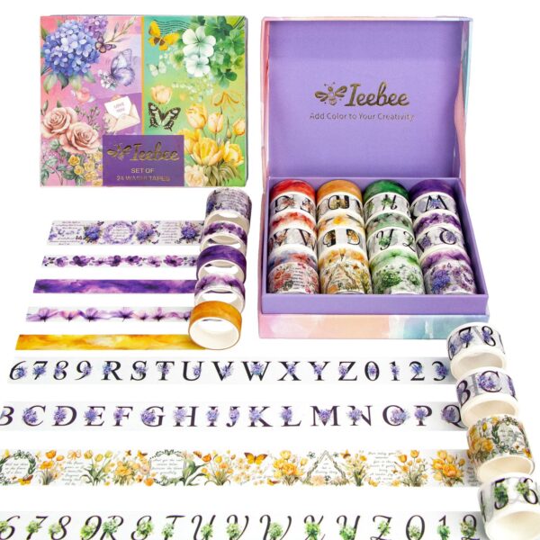 Ieebee Washi Tape Set Floral Whispers - Alphabet Garden
