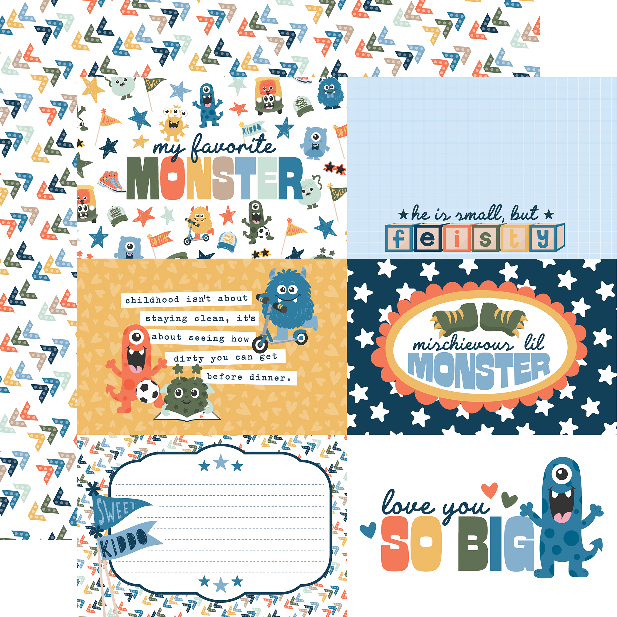 Ep My Favorite Monster 12X12 6X4 Journaling Cards