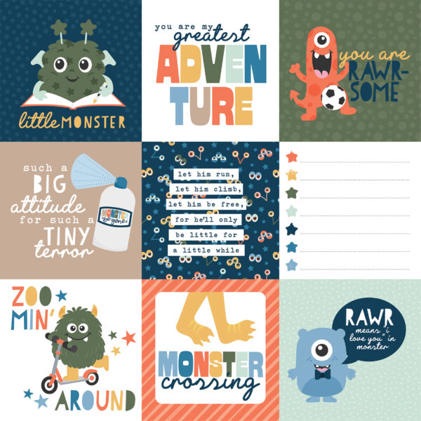 Ep My Favorite Monster 12X12 4X4 Journaling Cards