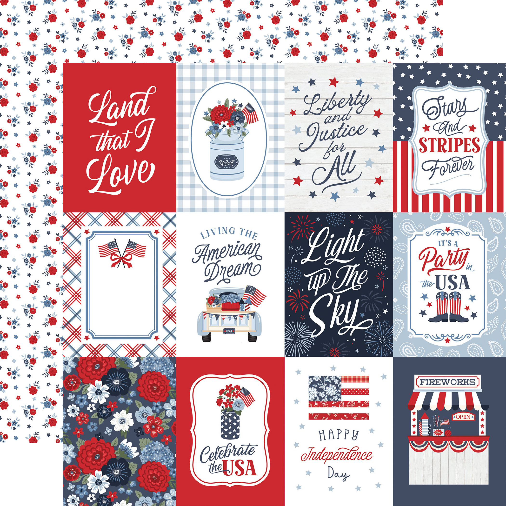 Ep All American 12X12 3X4 Journaling Cards