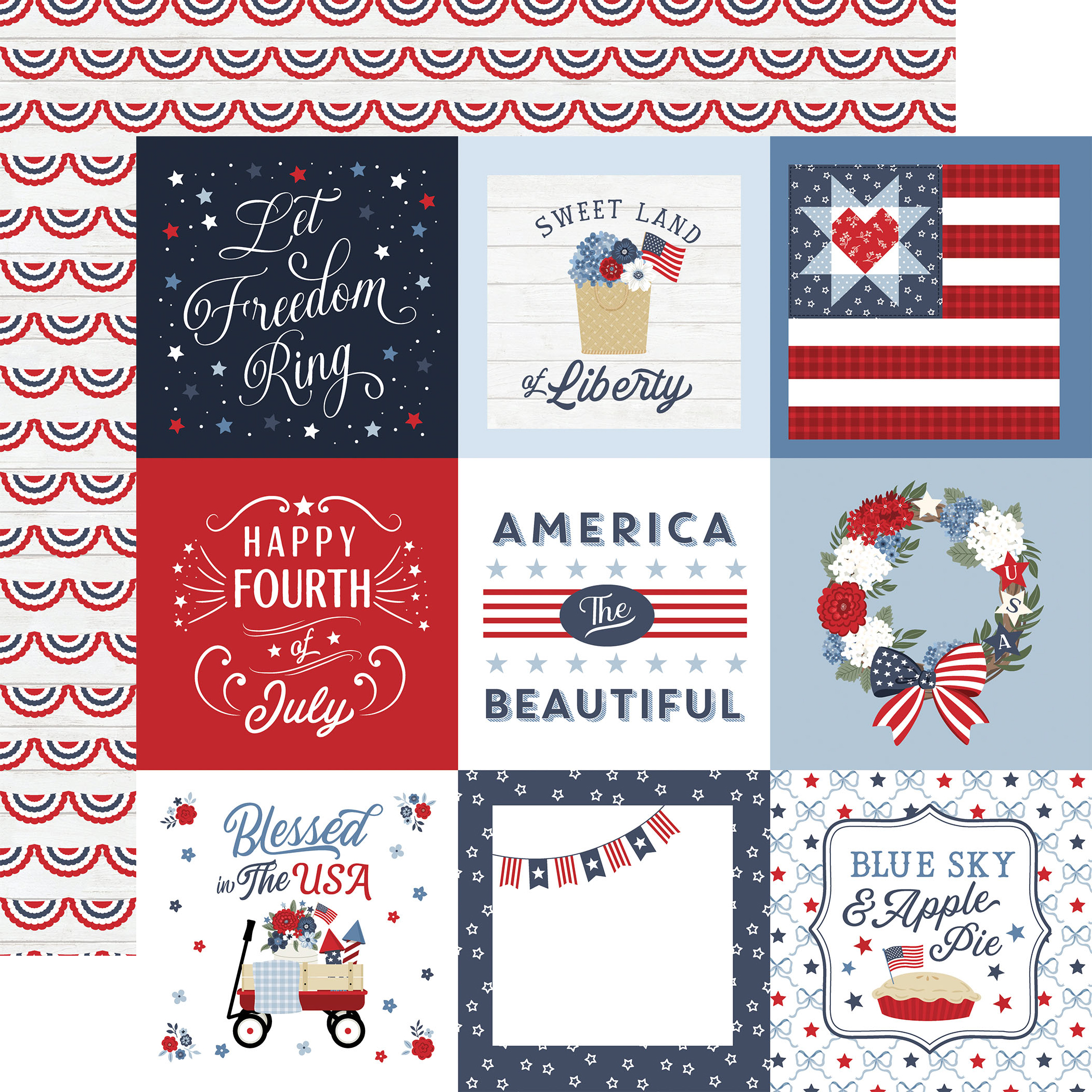Ep All American 12X12 4X4 Journaling Cards