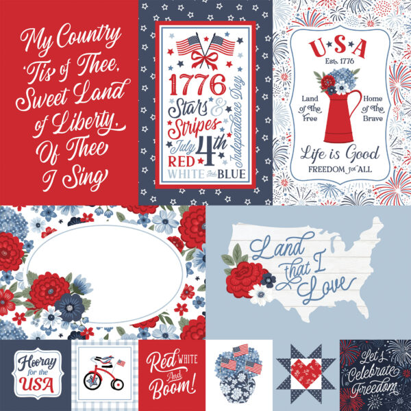 Ep All American 12X12 USA Journaling Cards