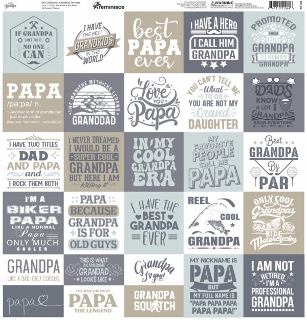 Rem Best Grandpa 12X12 Sticker