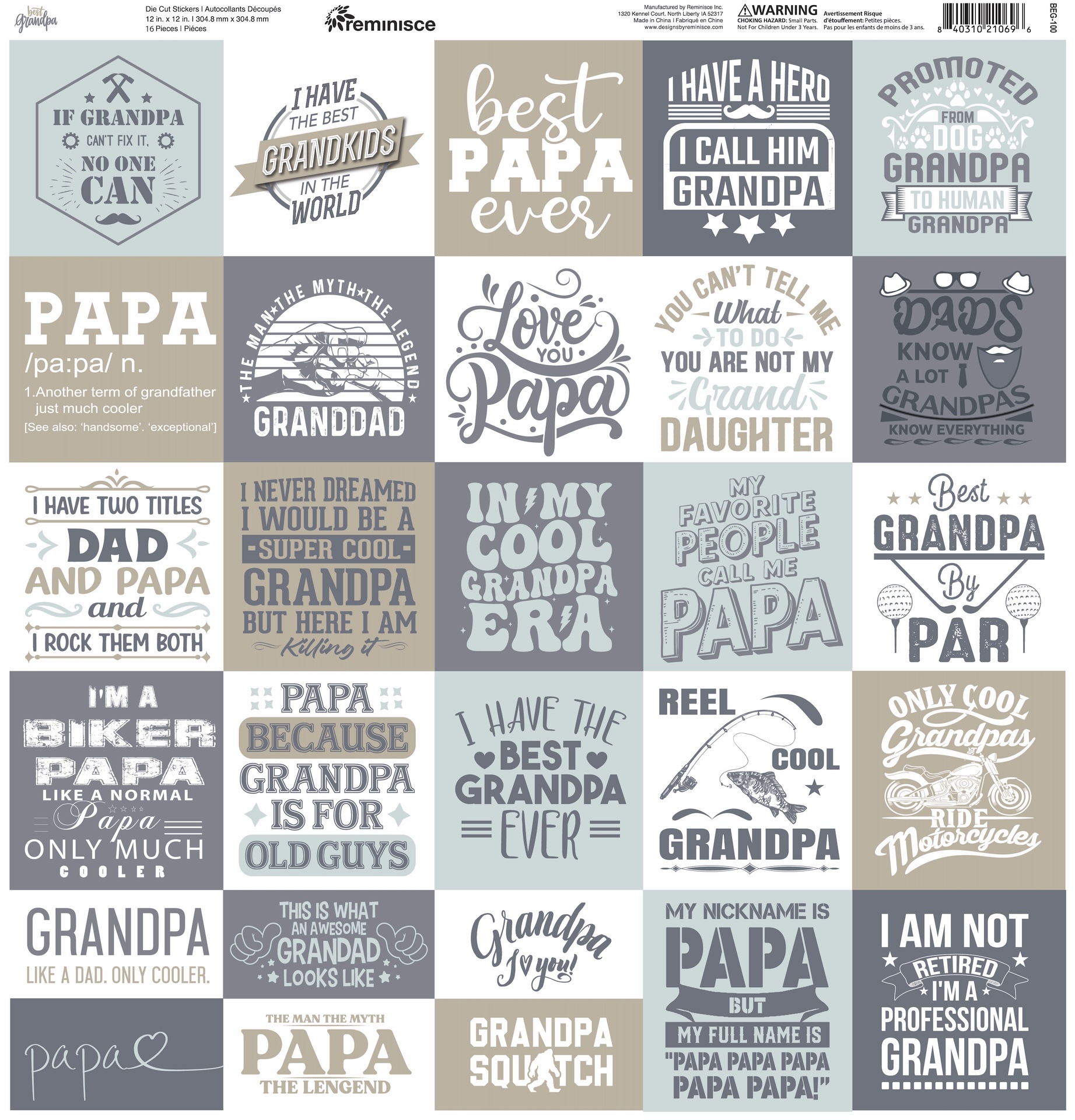Rem Best Grandpa 12X12 Sticker