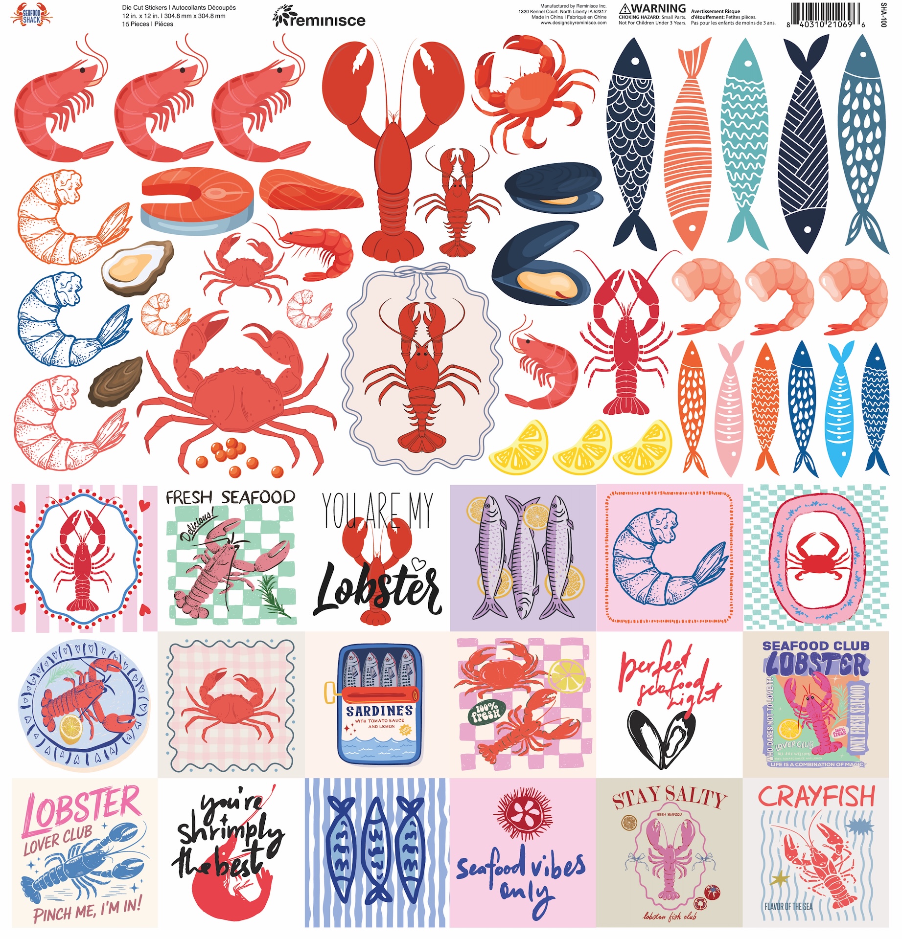 Rem Seafood Shack 12X12 Sticker