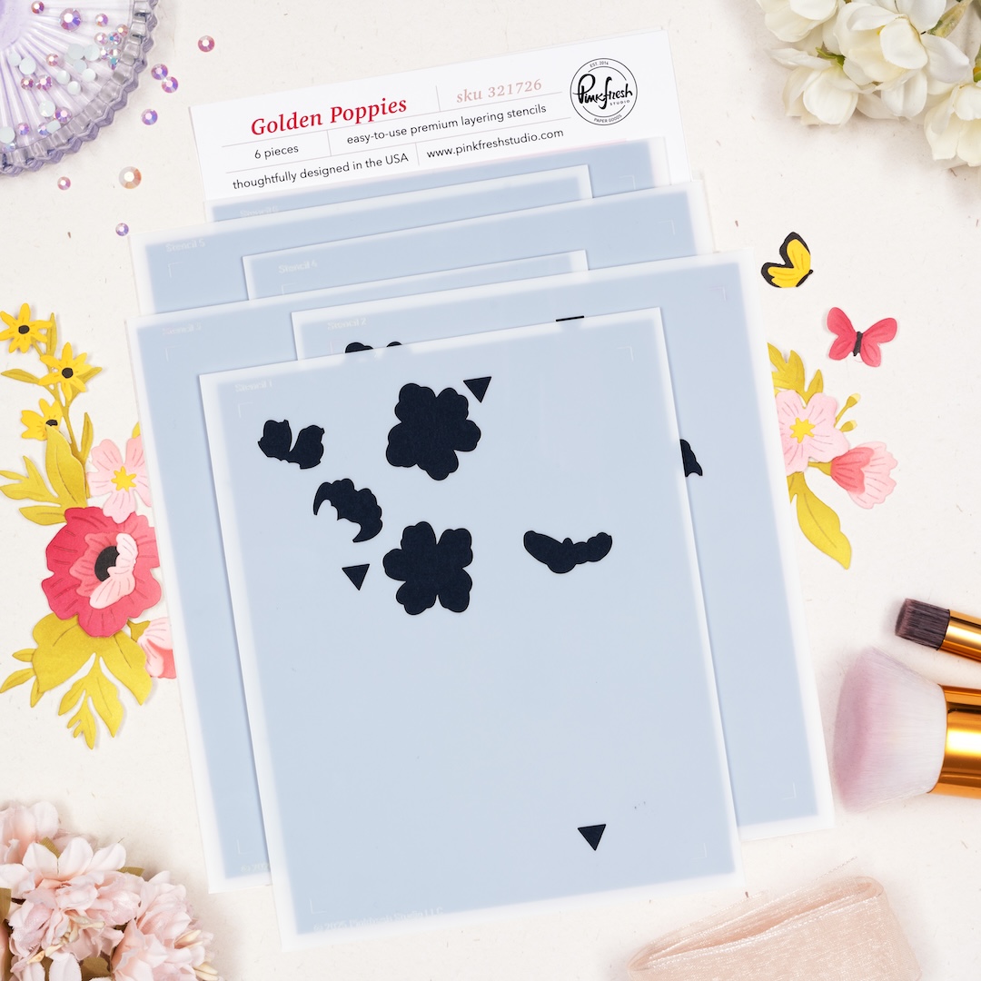 Pinkfresh Stencil Golden Poppies