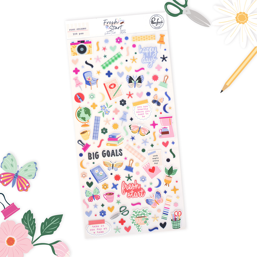Pinkfresh Fresh Start Puffy Stickers
