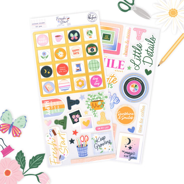 Pinkfresh Fresh Start Chipboard Stickers