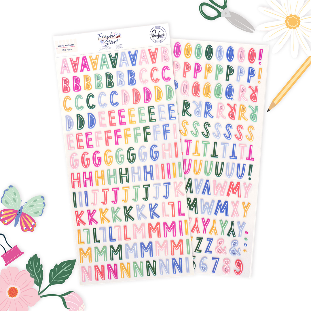 Pinkfresh Fresh Start Puffy Alpha Stickers