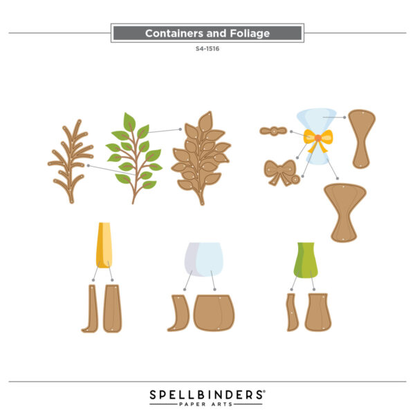 Spellbinders Containers and Foliage Etched Dies By Lisa Horton