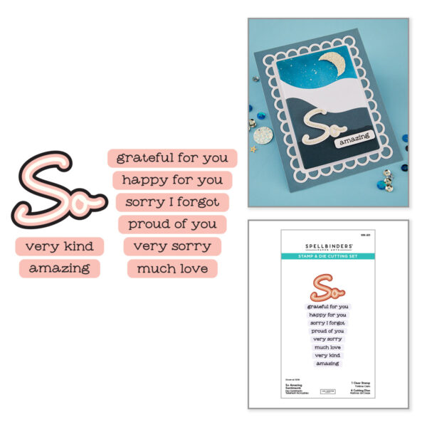 Spellbinders So Amazing Sentiments Clear Stamp & Die Set By Lisa Horton