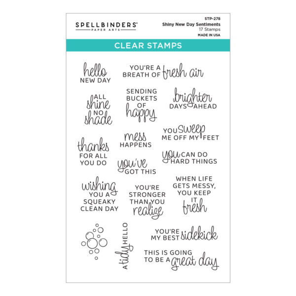 Spellbinders Shiny New Day Sentiments Clear Stamp Set