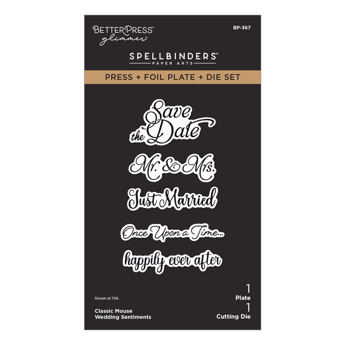Spellbinders Classic Mouse Wedding Sentiments Press + Foil Plate & Die Set