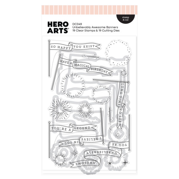 Hero Arts Unbelievably Awesome Banners Stamp & Cut Hero Arts Unbelievably Awesome Banners Stamp & Cut