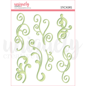 Uniquely Creative Green Flourish Puffy Stickers