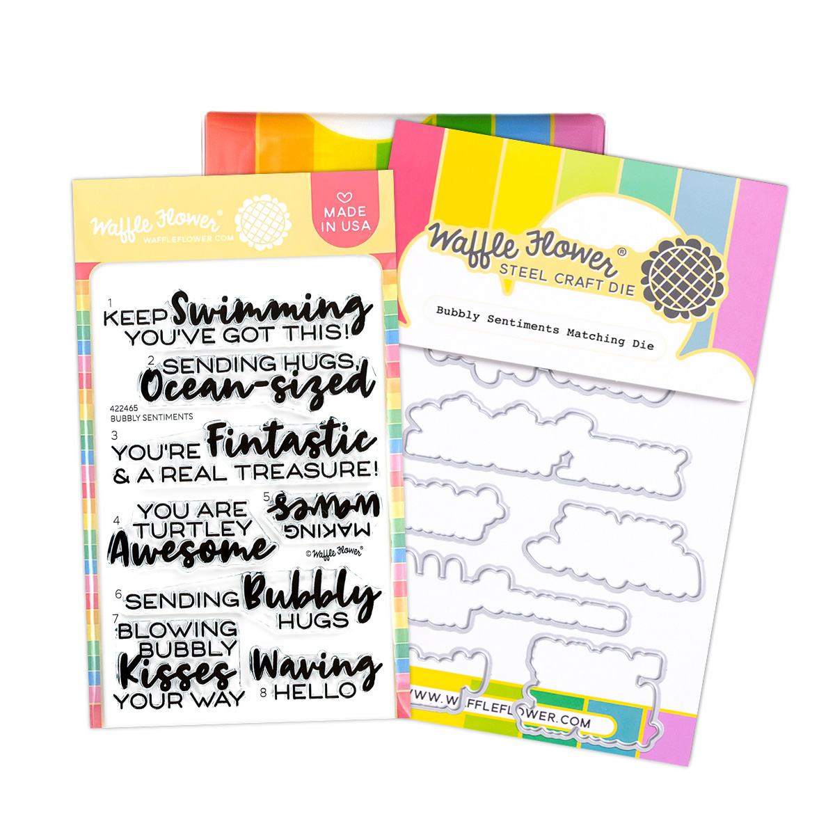 Waffle Flower Stamp and Die Bubbly Sentiments