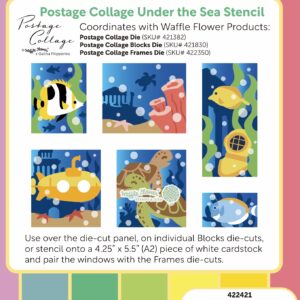 Waffle Flower Postage Collage Stencil Under the Sea