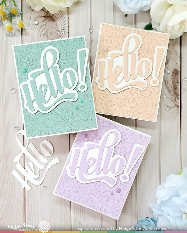 Waffle Flower Die Waving Hello Word