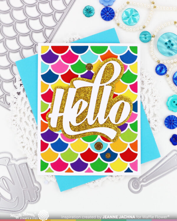 Waffle Flower Die Waving Hello Word