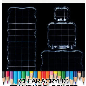 GARY BURLIN CLEAR ACRYLIC STAMPING BLOCK SET OF FOUR SMALL