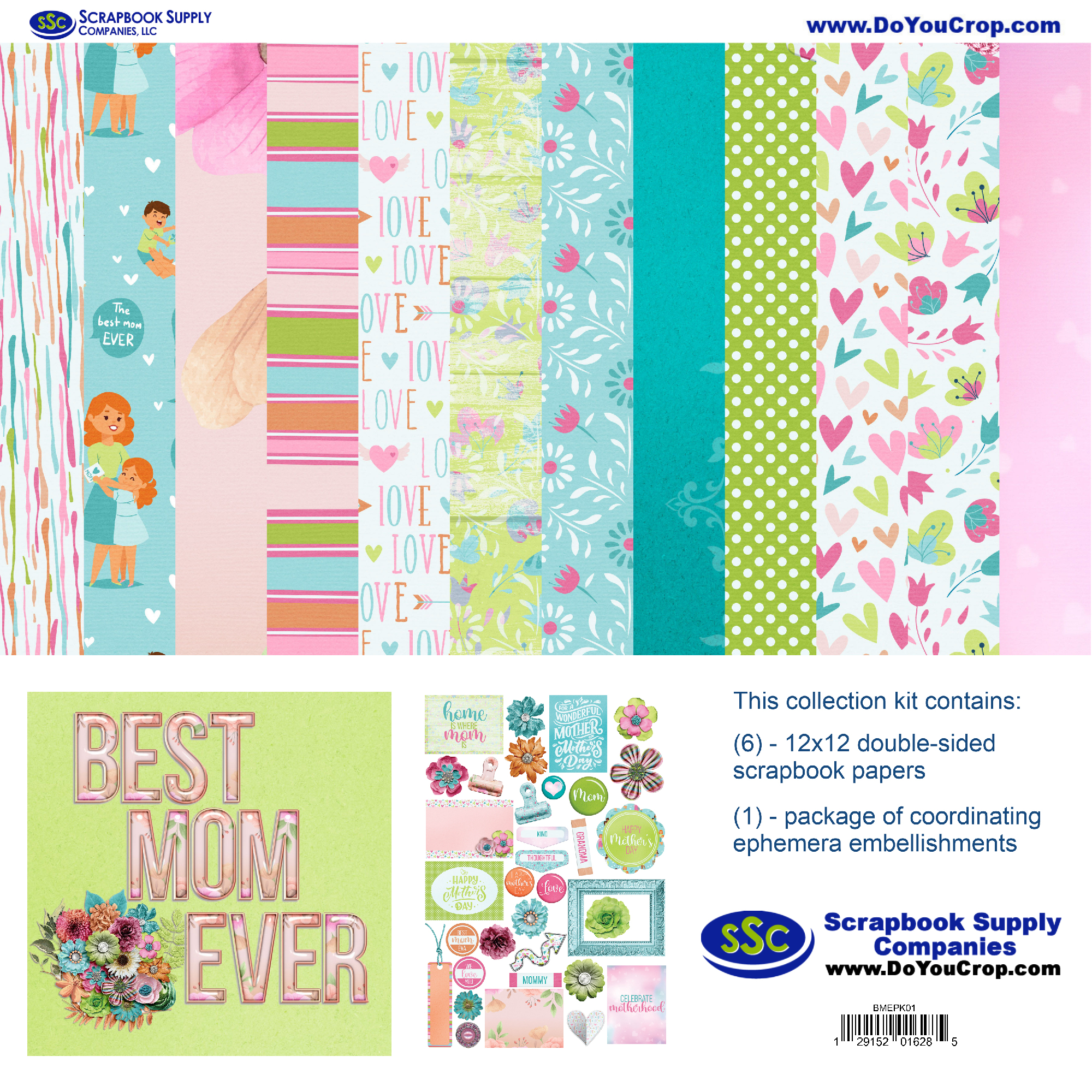 SSC Best Mom Ever Paper & Embellishment Kit
