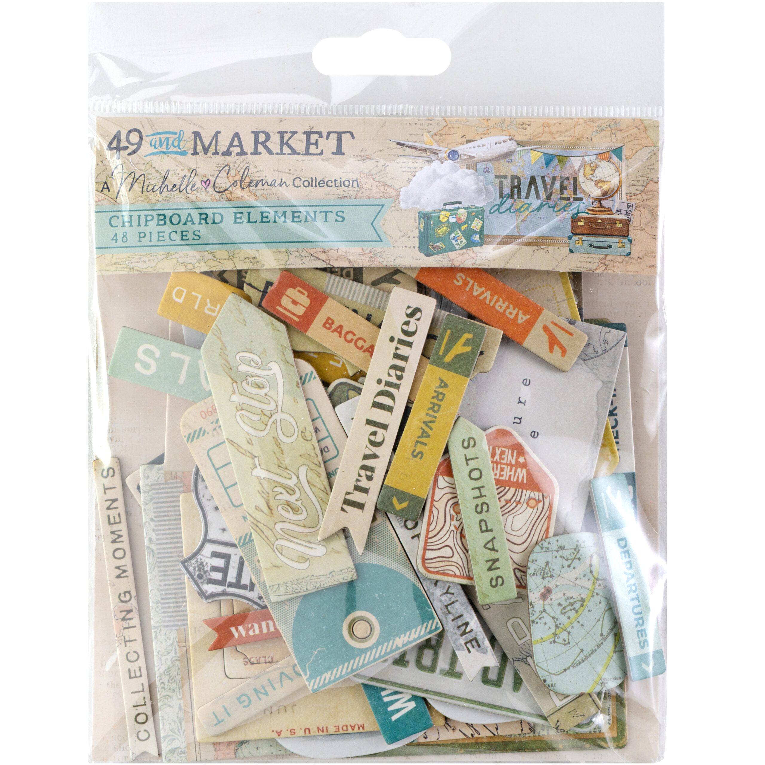 49 & Market Travel Diaries Chipboard Elements