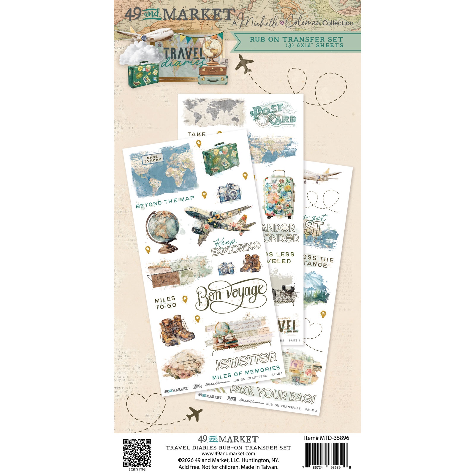 49 & Market Travel Diaries Rub On Transfer